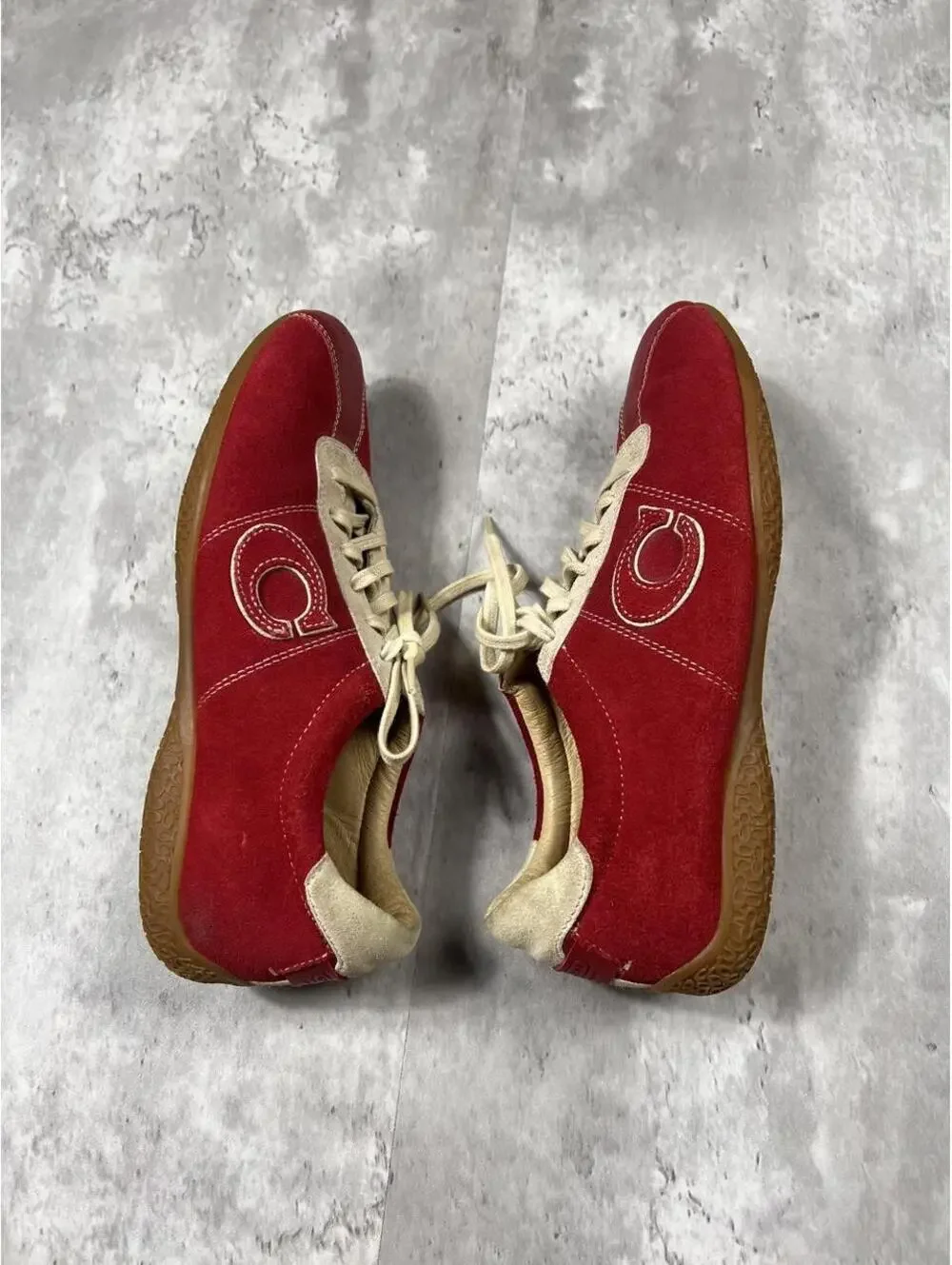Coach Serena Sneakers Red Suede Leather Gum Sole Women’s 9.5